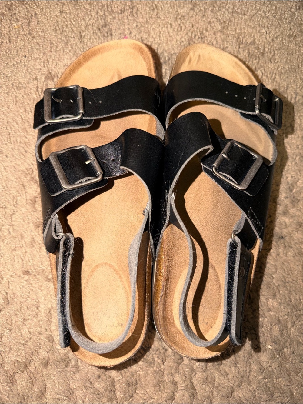 Women's Black Double-Buckle Comfort Sandals